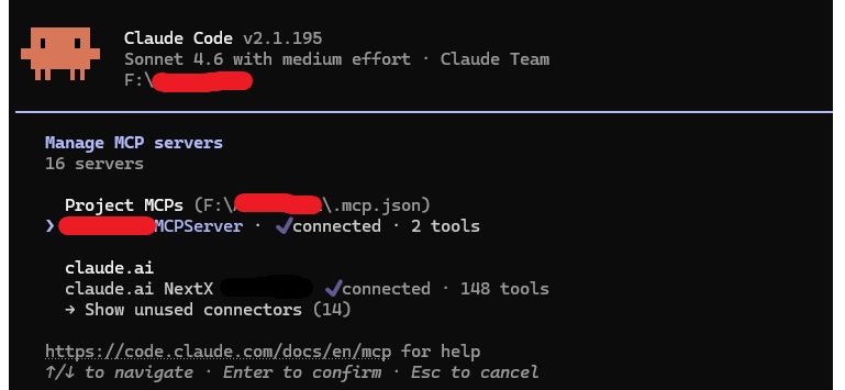 AmarArena MCP server listed in Claude Code's /mcp panel after adding .mcp.json